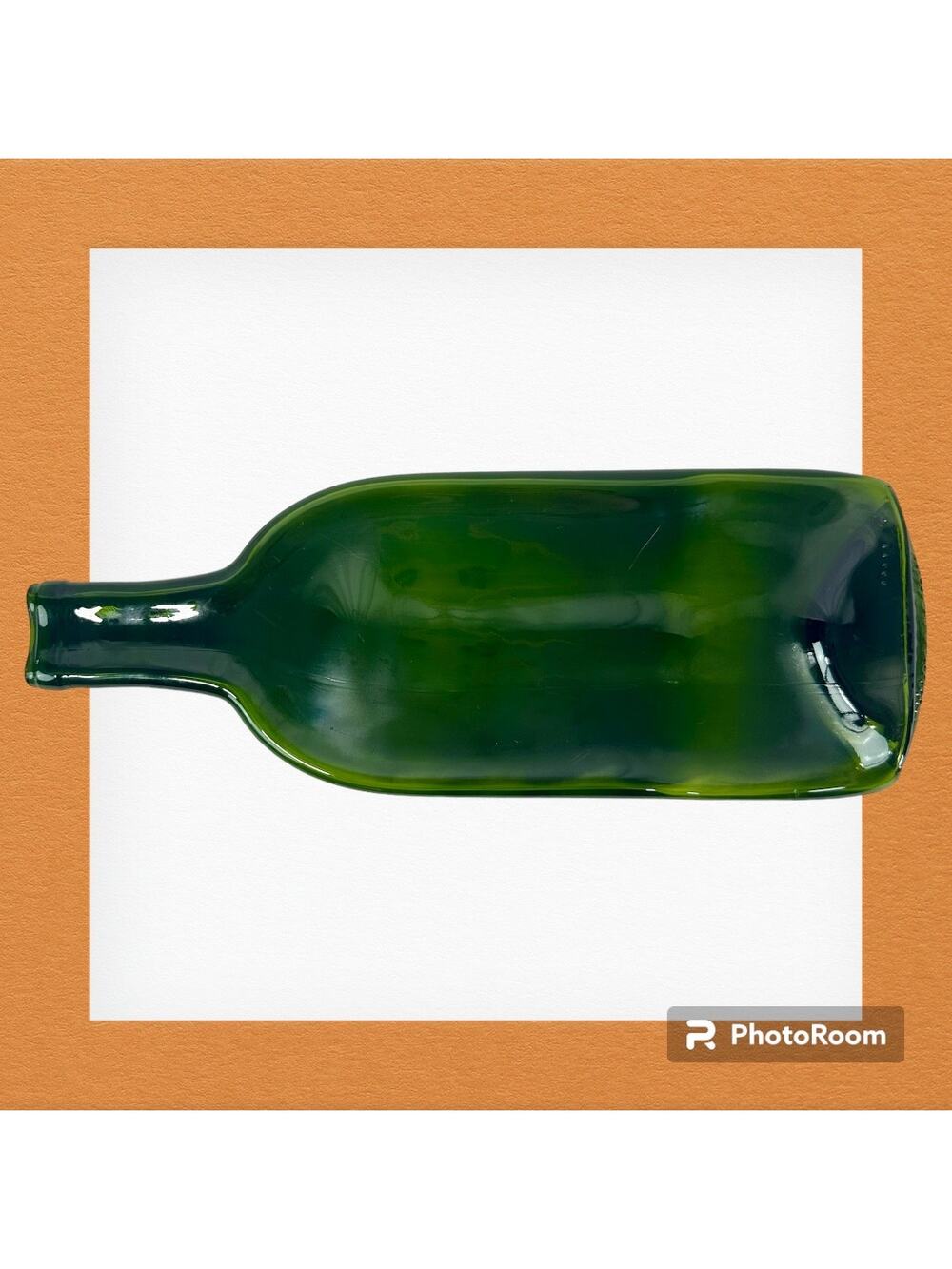 Green Recycled Pressed Flattened Wine Bottle Glass Cutting Board Upcycle Decor